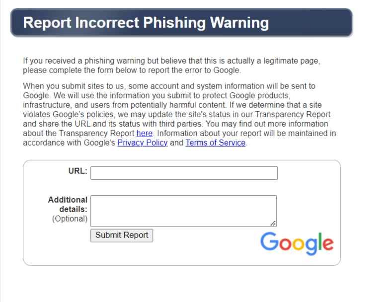 Report-Incorrect-Phishing-Warning