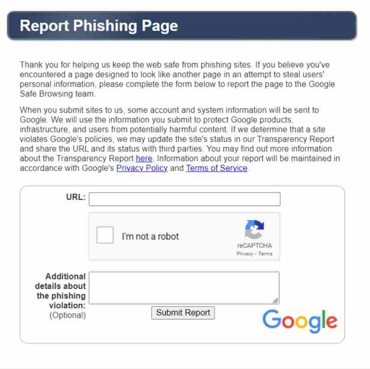 Report-a-Phishing-Page
